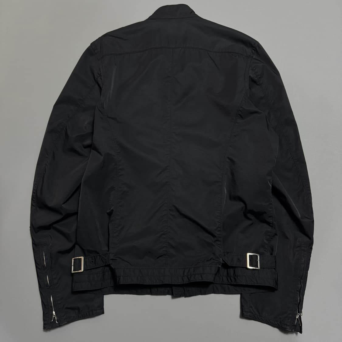 유나이티드 애로우즈 블루라벨 블랙 코튼 나일론 혼방 논칼라 바이커 자켓 상품이미지5