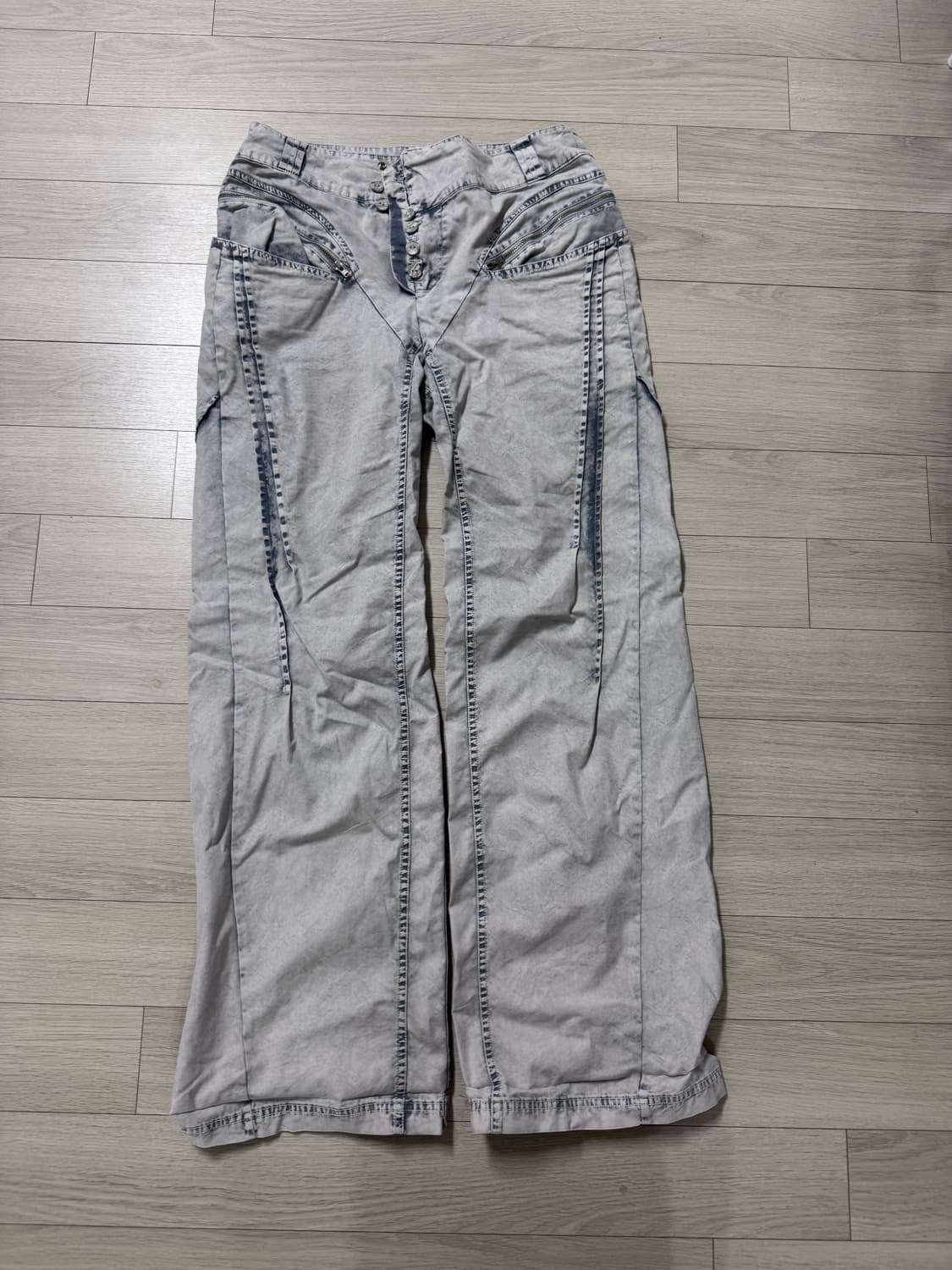 미스치프 블리치드 핀턱 팬츠 그레이 M 상품이미지2