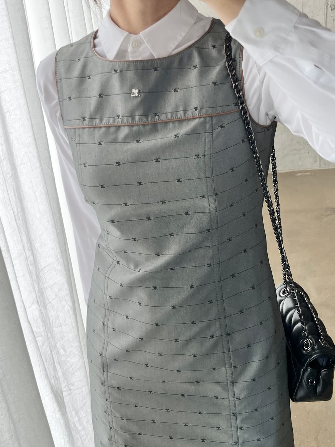 00s Courreges 꾸레쥬 로고 패턴 원피스 상품이미지3