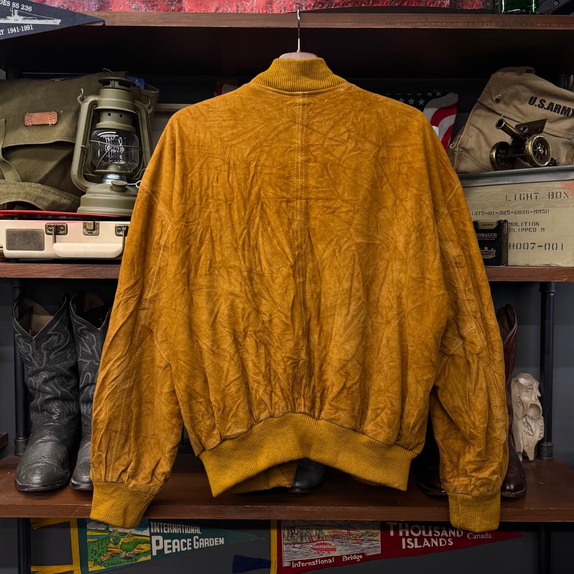 90s 휴고 보스 오리지널 리얼 레더 스웨이드 봄버 블루종 자켓 N242 상품이미지2