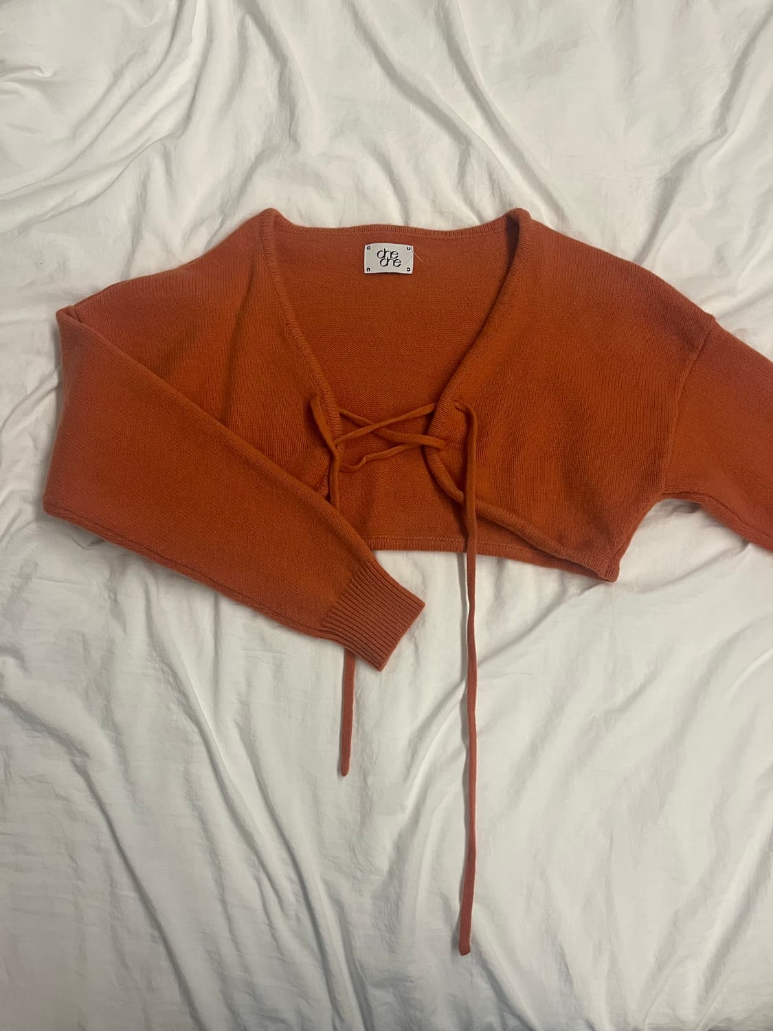 Dhedhe 오렌지 크롭 가디건 상품이미지1