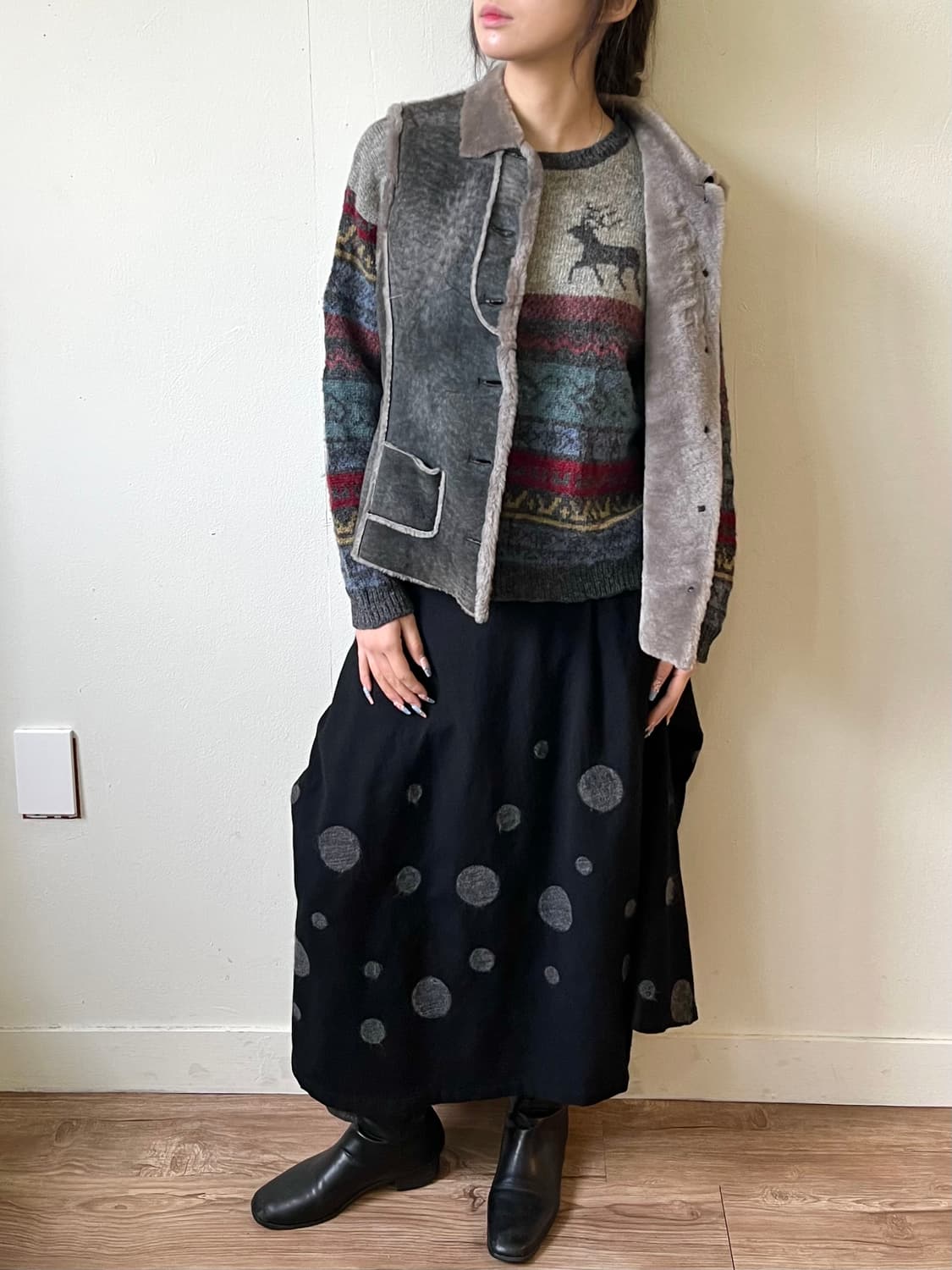 ville d’azur 스웨이드 퍼 베스트 상품이미지5