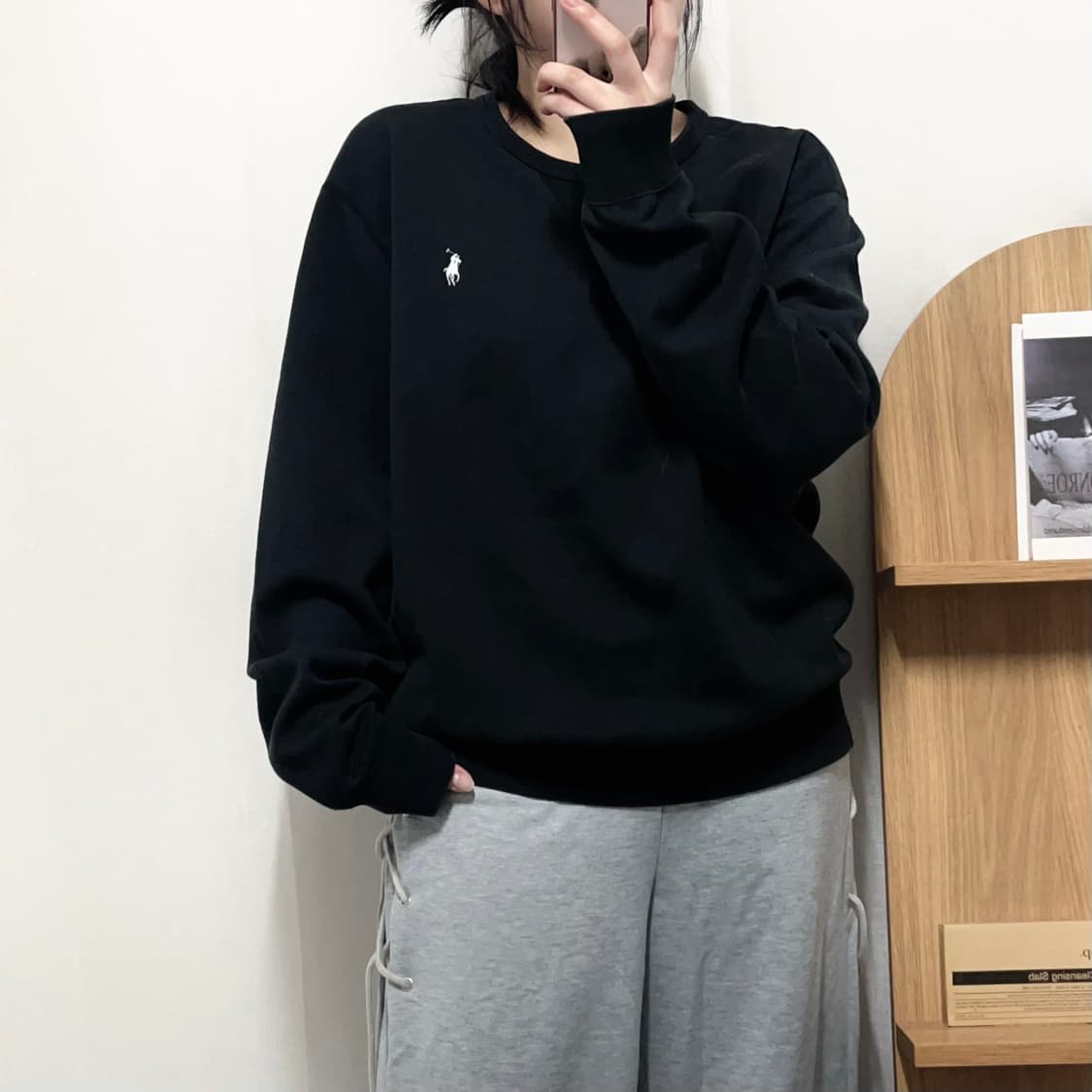 [정품]  폴로 블랙 / 화이트포니 맨투맨 [ L ] 상품이미지1