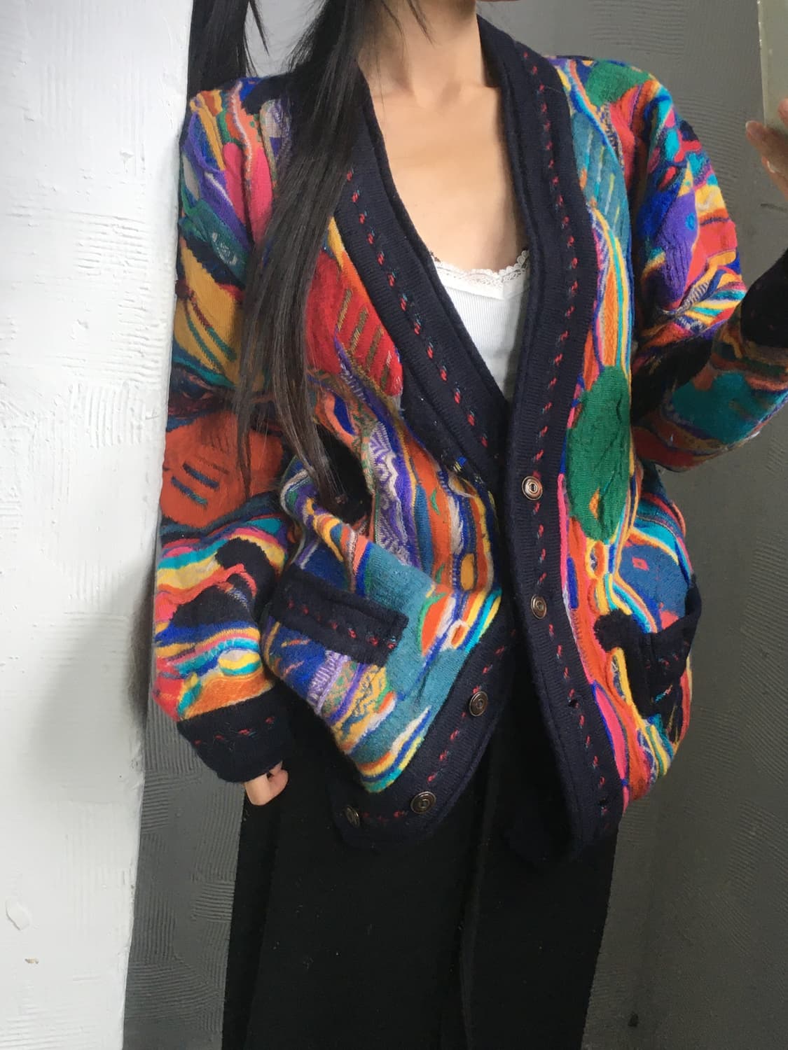 Coogi 쿠지 오스트레일리아 카멜레온 케이블 브이넥 가디건 상품이미지3