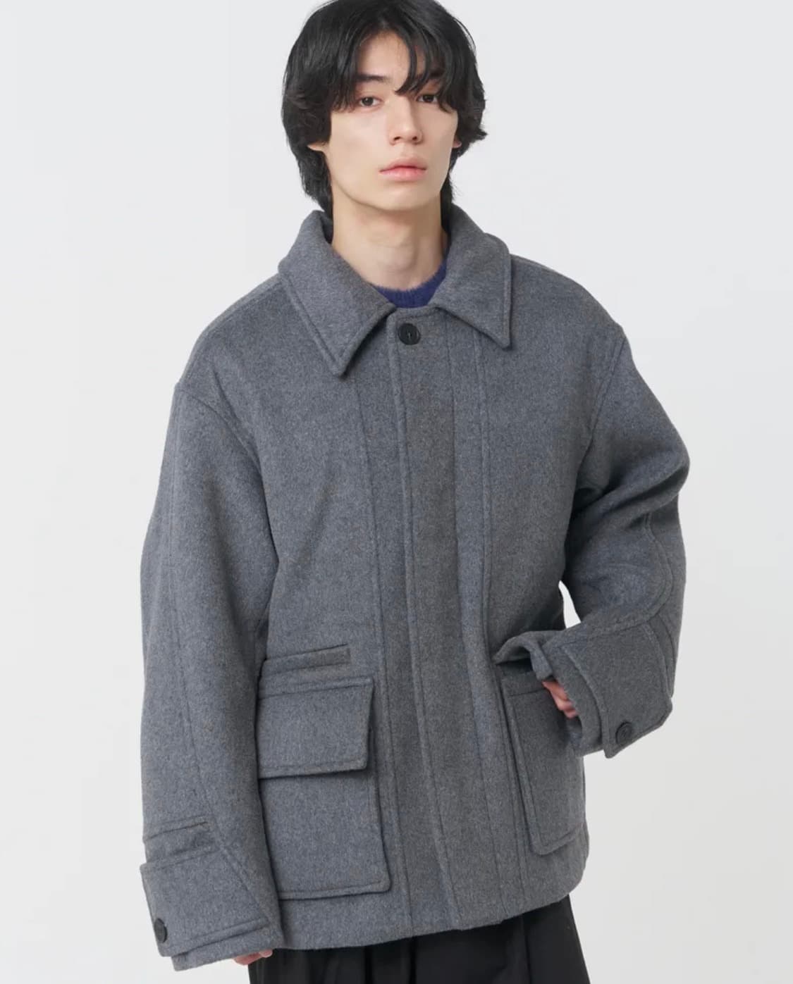 새상품 3) 미세키서울맨 하프코트 차콜 상품이미지1