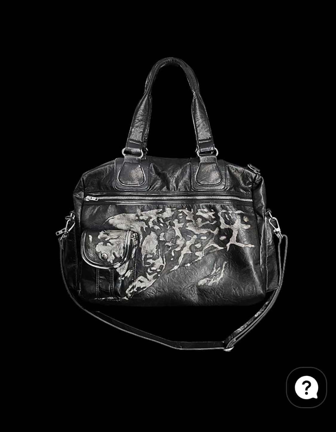 Vintage Black Hand-painted Leather bag 상품이미지1