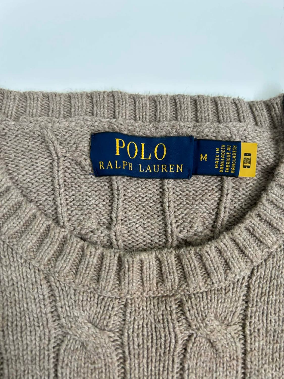 [M] 폴로 랄프로렌 신형 큐알 케이블 코튼 니트 스웨터 베이지 상품이미지5