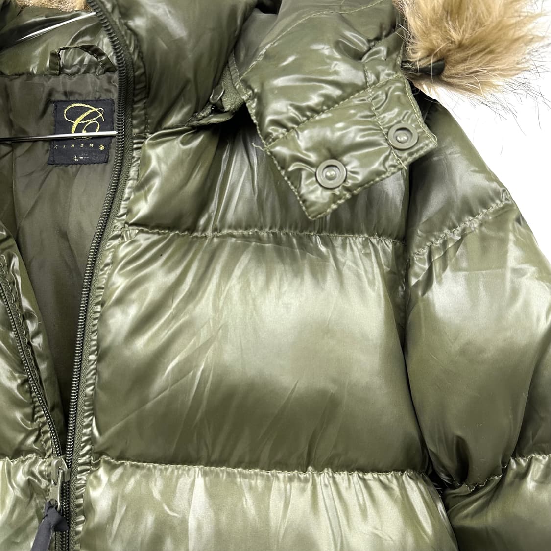 Khaki glossy down jacket 상품이미지2