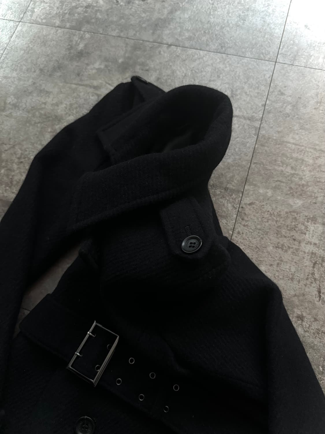 울/앙고라 벨티드 더블 버튼 코트 상품이미지4