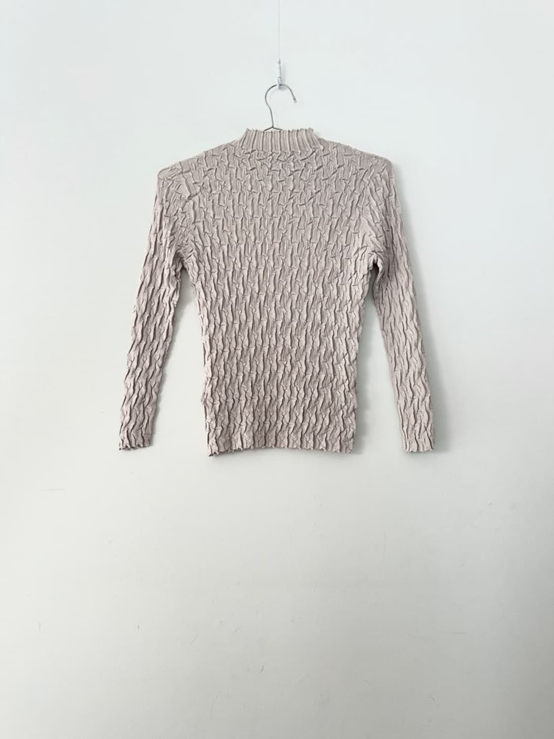 Woven pattern mocneck sleeveless / beige 상품이미지3