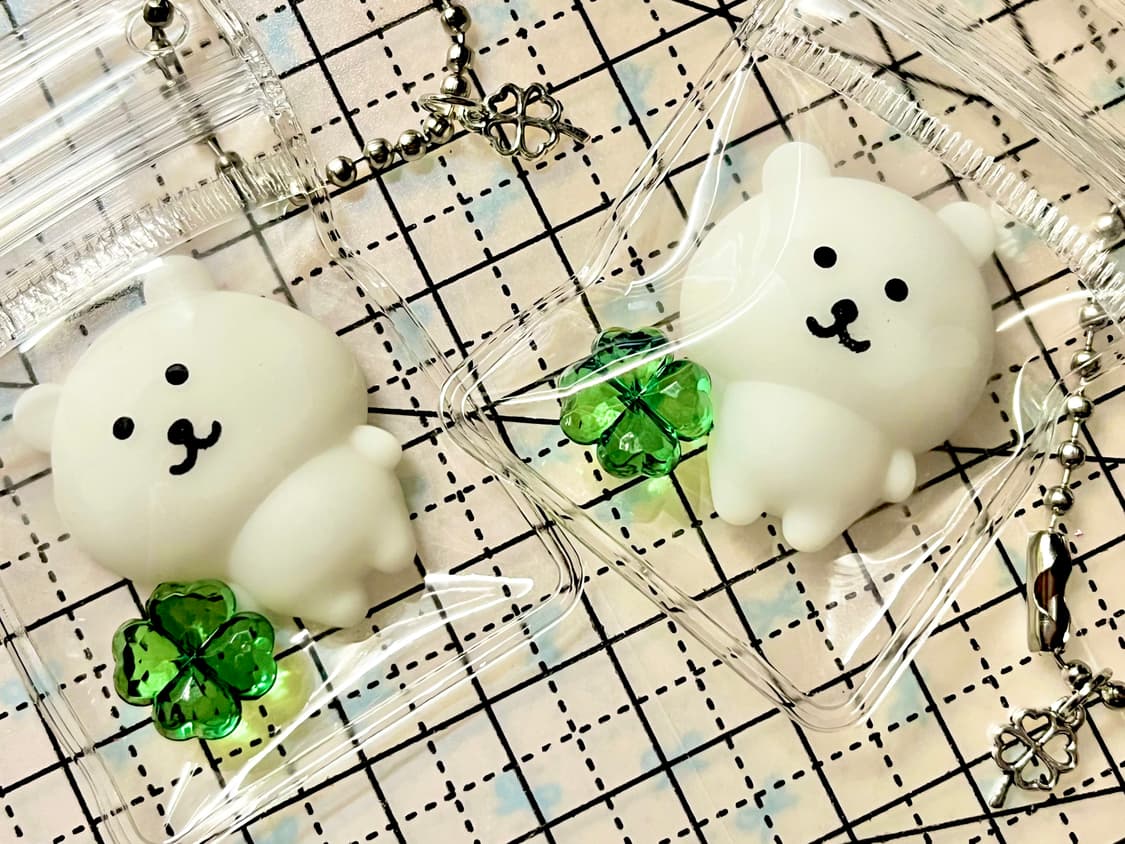 럭키 네잎클로버 농담곰 말랑이 키링2개 (행운 우정키링 커플키링 치이카와 상품이미지2