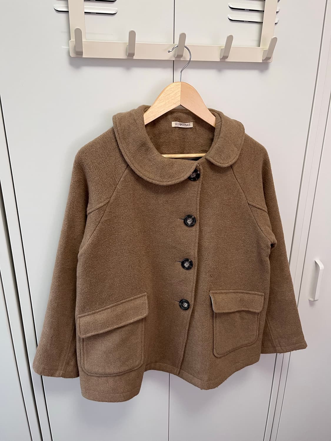 Self service 둥근카라 사와코모리 울 코트 상품이미지5