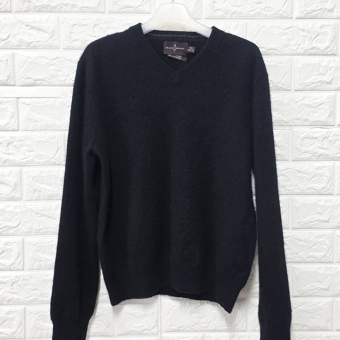 택포) 블랙브라운 캐시미어100 니트 M 상품이미지1