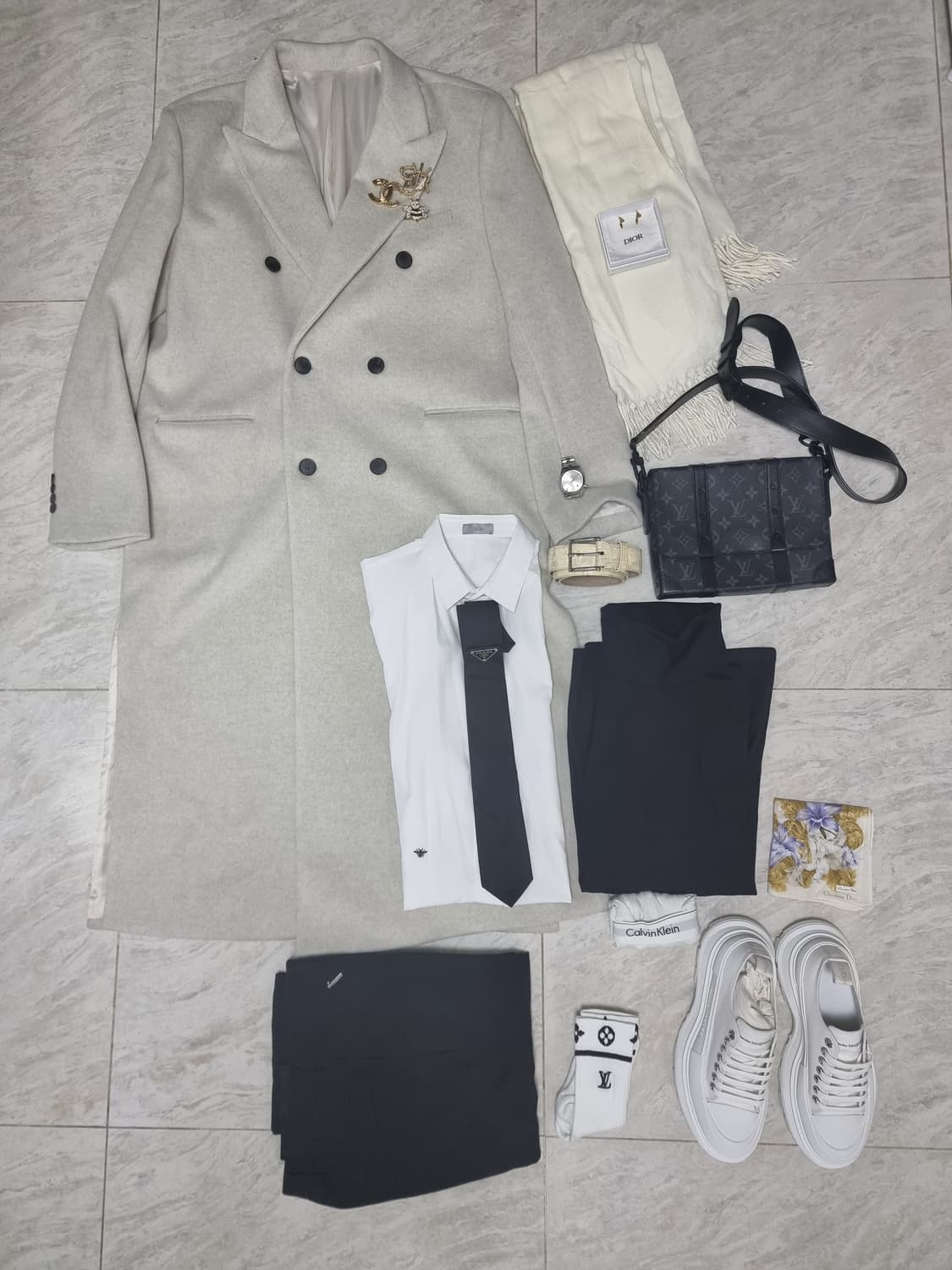 데꼬로소 롱코트 오트밀 화이트 아이보리 XL 상품이미지3