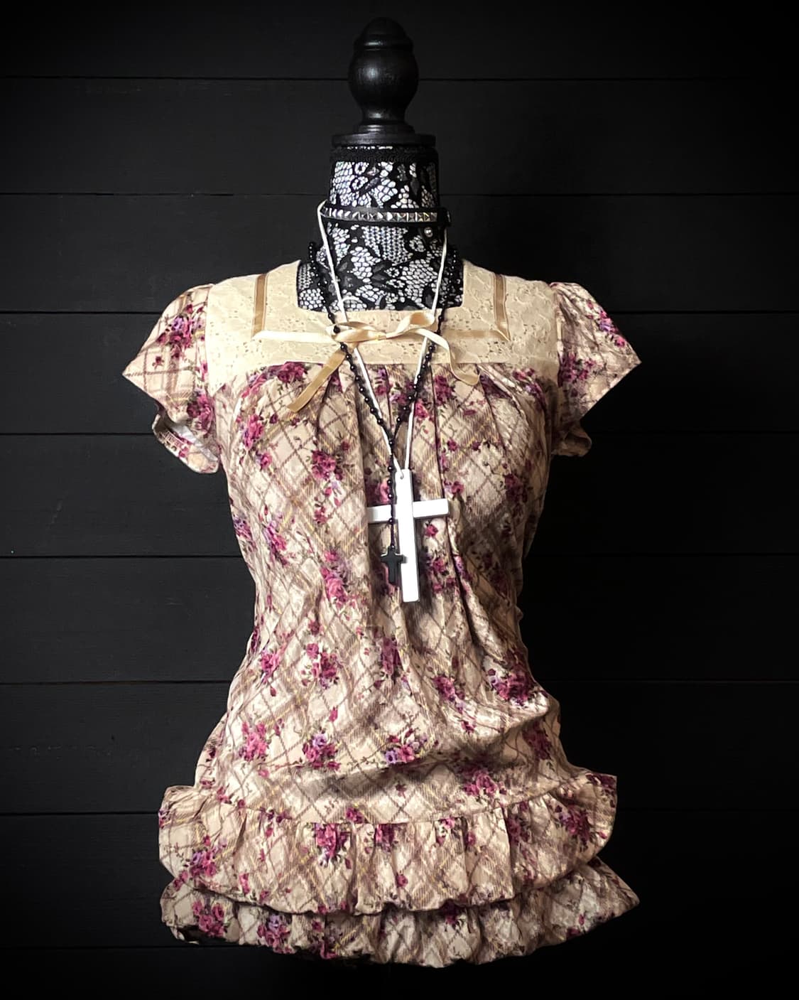 ROSA CHERRY 로사체리 플라워 패턴 꽃무늬 리본 탑 상품이미지2