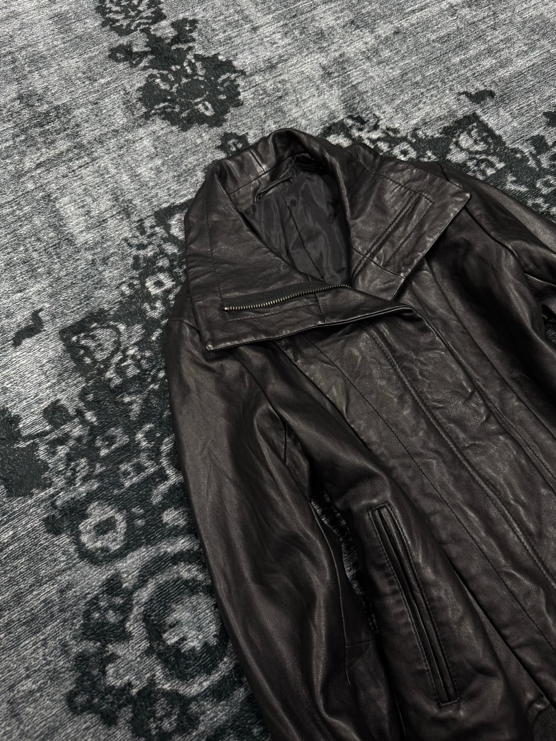 Unknown high neck lamb skin jacket 상품이미지3