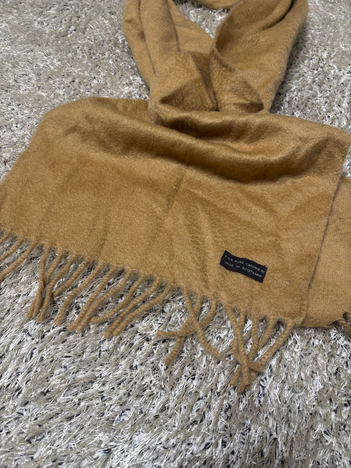 스코틀랜드제 베이지 100프로 캐시미어 목도리 상품이미지4