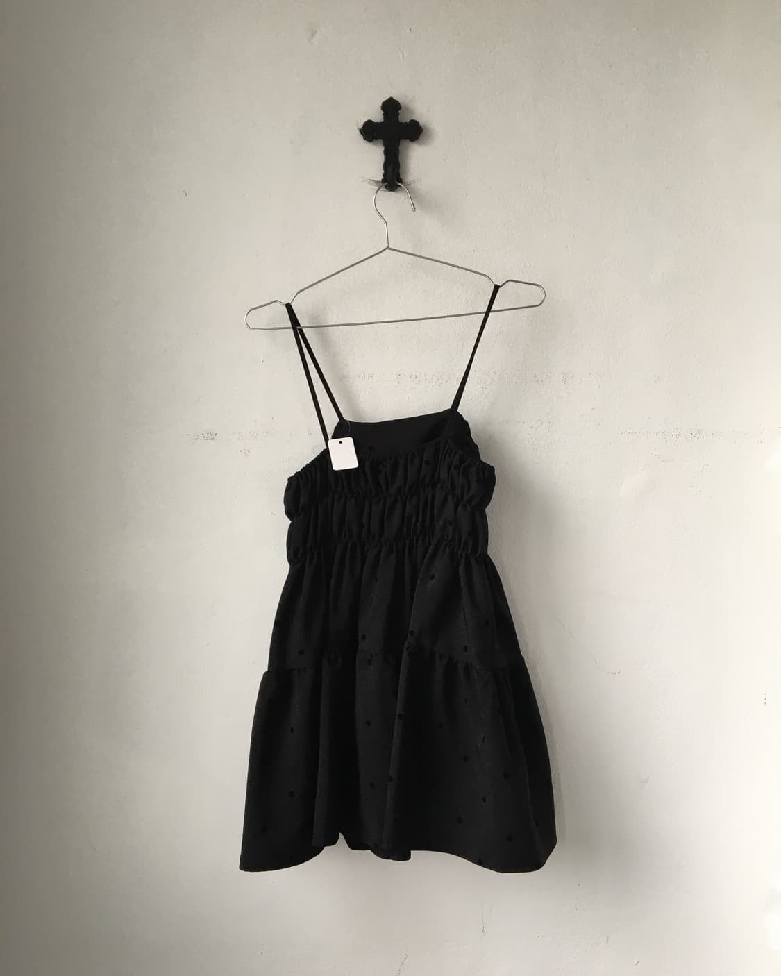 Dot pattern shirring sleeveless top 상품이미지2