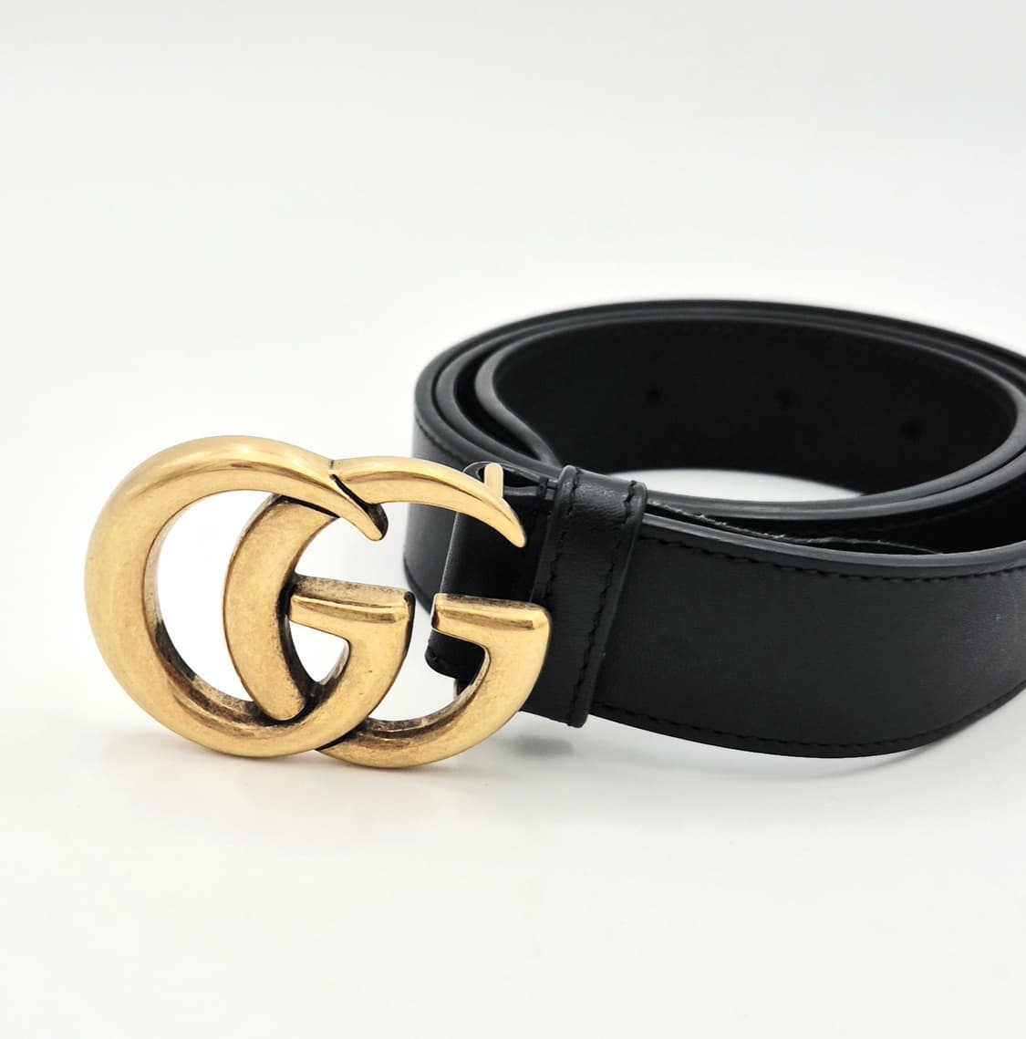 구찌 GG 마몽 블랙 레더 벨트 금장 414516 상품이미지7