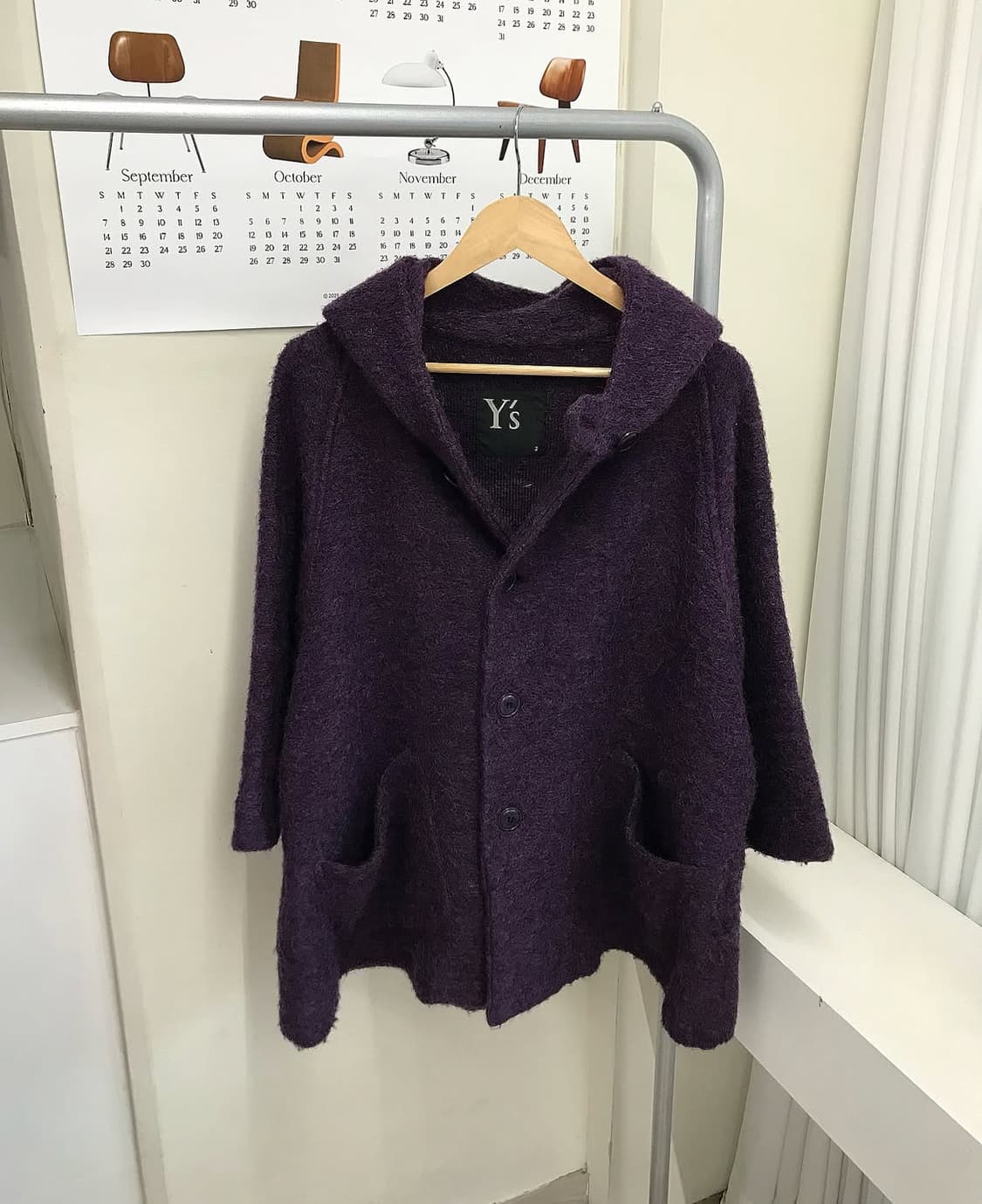 요지야마모토 모헤어 후드 코트 상품이미지1