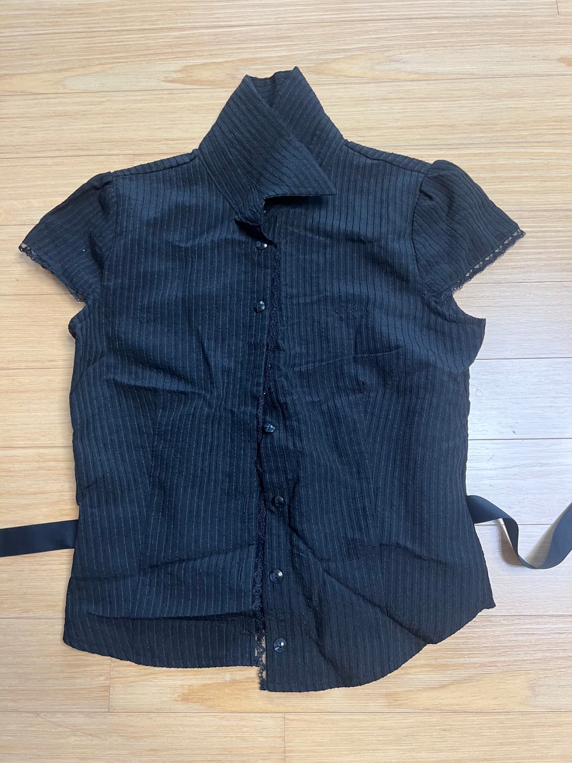 힐다 hillda 레이시 보우 셔츠 블랙 S 상품이미지8