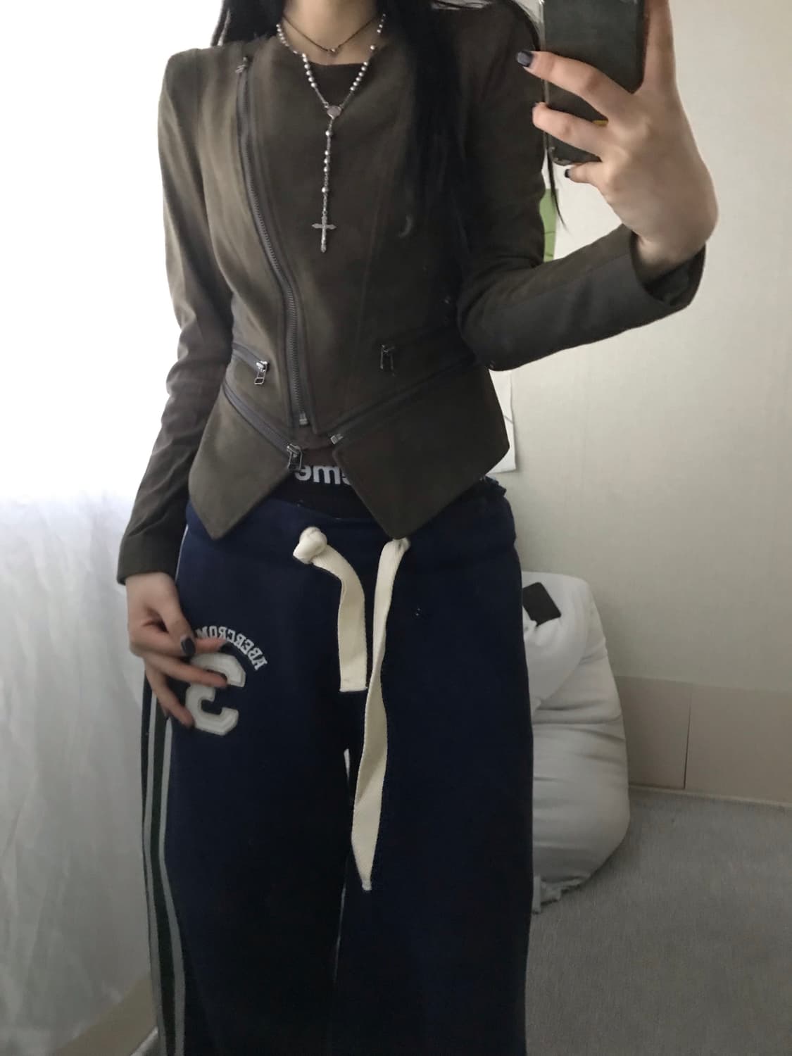 빈티지 브라운 스웨이드 투웨이 자켓 상품이미지1