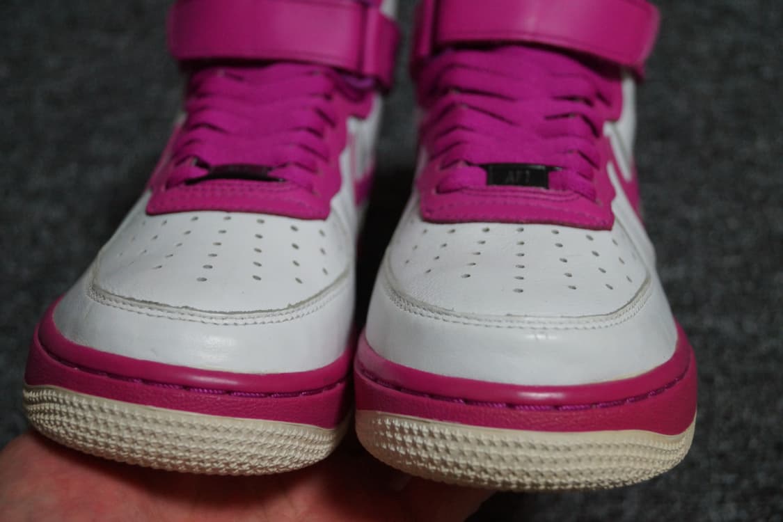 (5.5Y 240) 나이키 에어 포스 1 하이 레더 바이유 화이트 핑크 상품이미지7