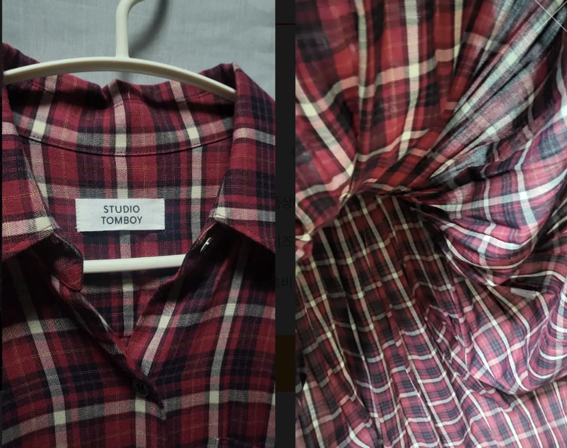 스튜디오 톰보이 레드 체크 플리츠 미디롱 원피스 상품이미지4