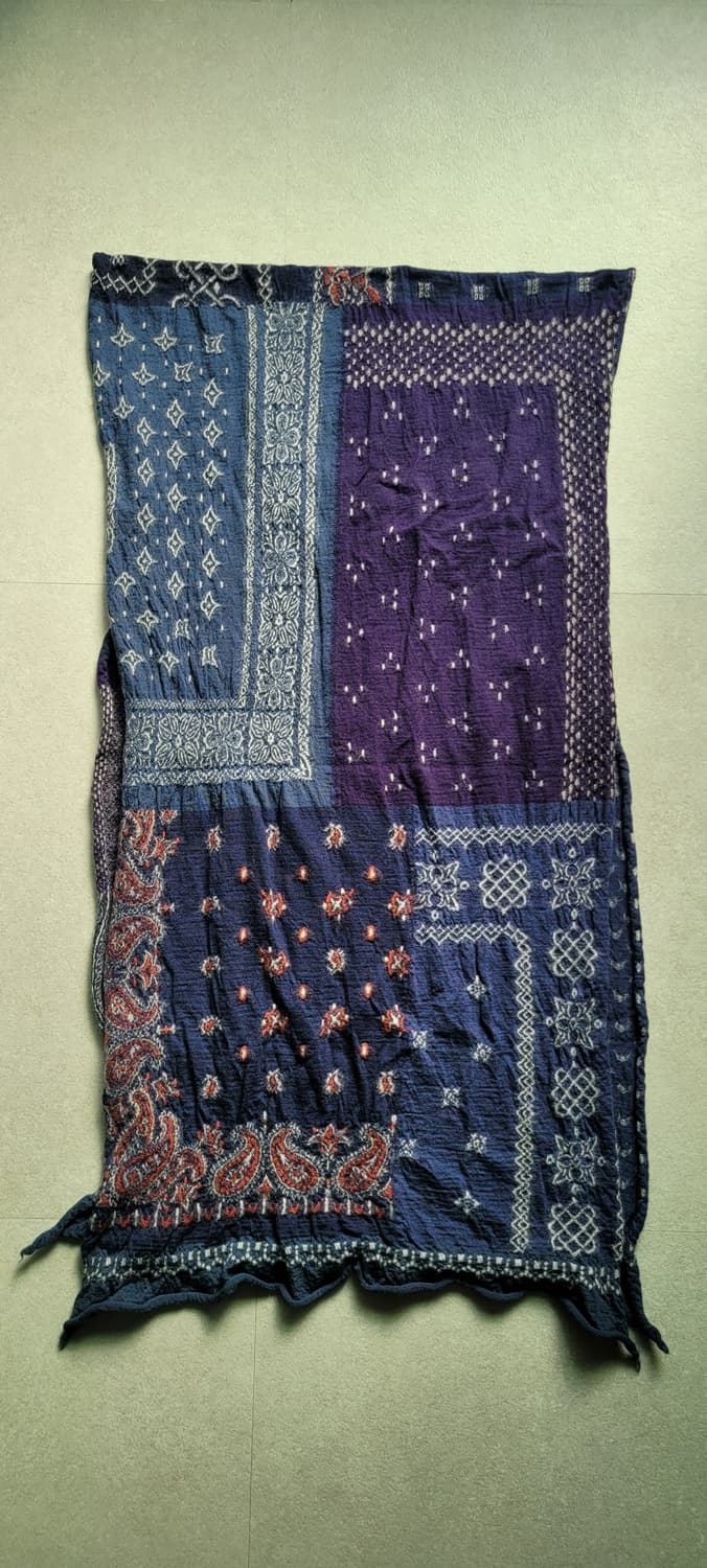 캐피탈 펠티드 울 반다나 패치워크 머플러 네이비 상품이미지5