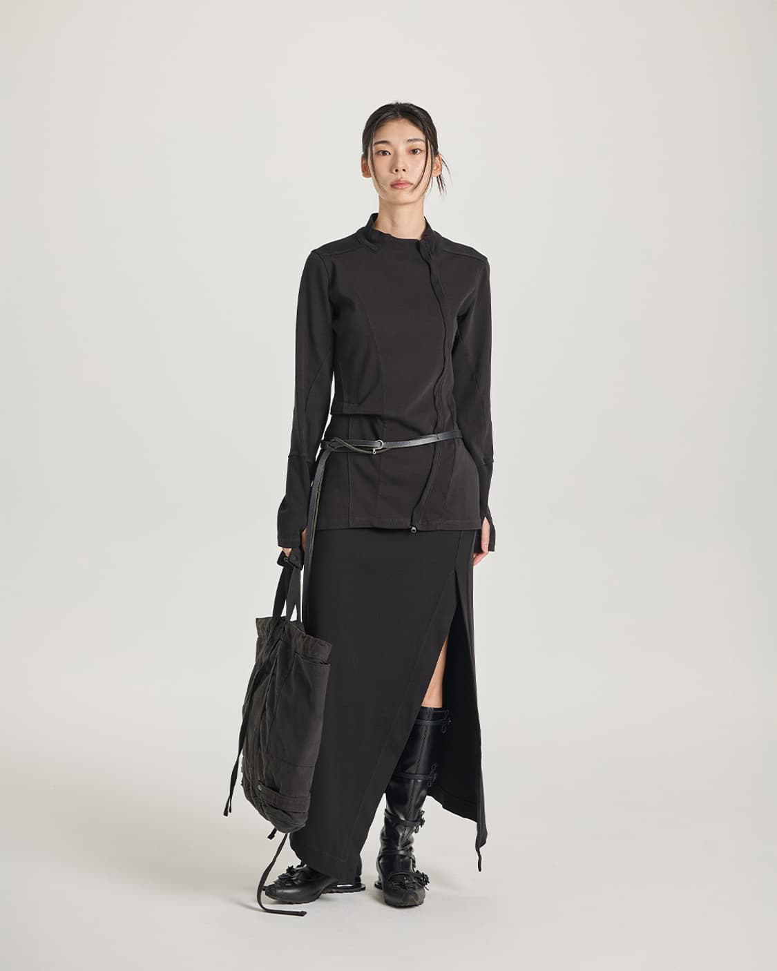 Side Tuck Rib Top (Black) 2 상품이미지2