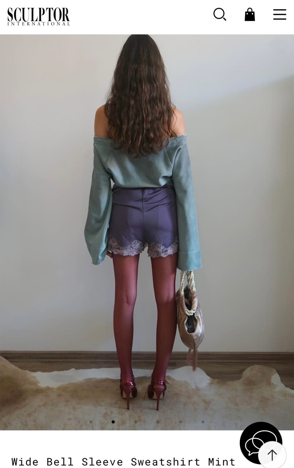 스컬프터) Wide Bell Sleeve Sweatshirt Mint M 상품이미지2