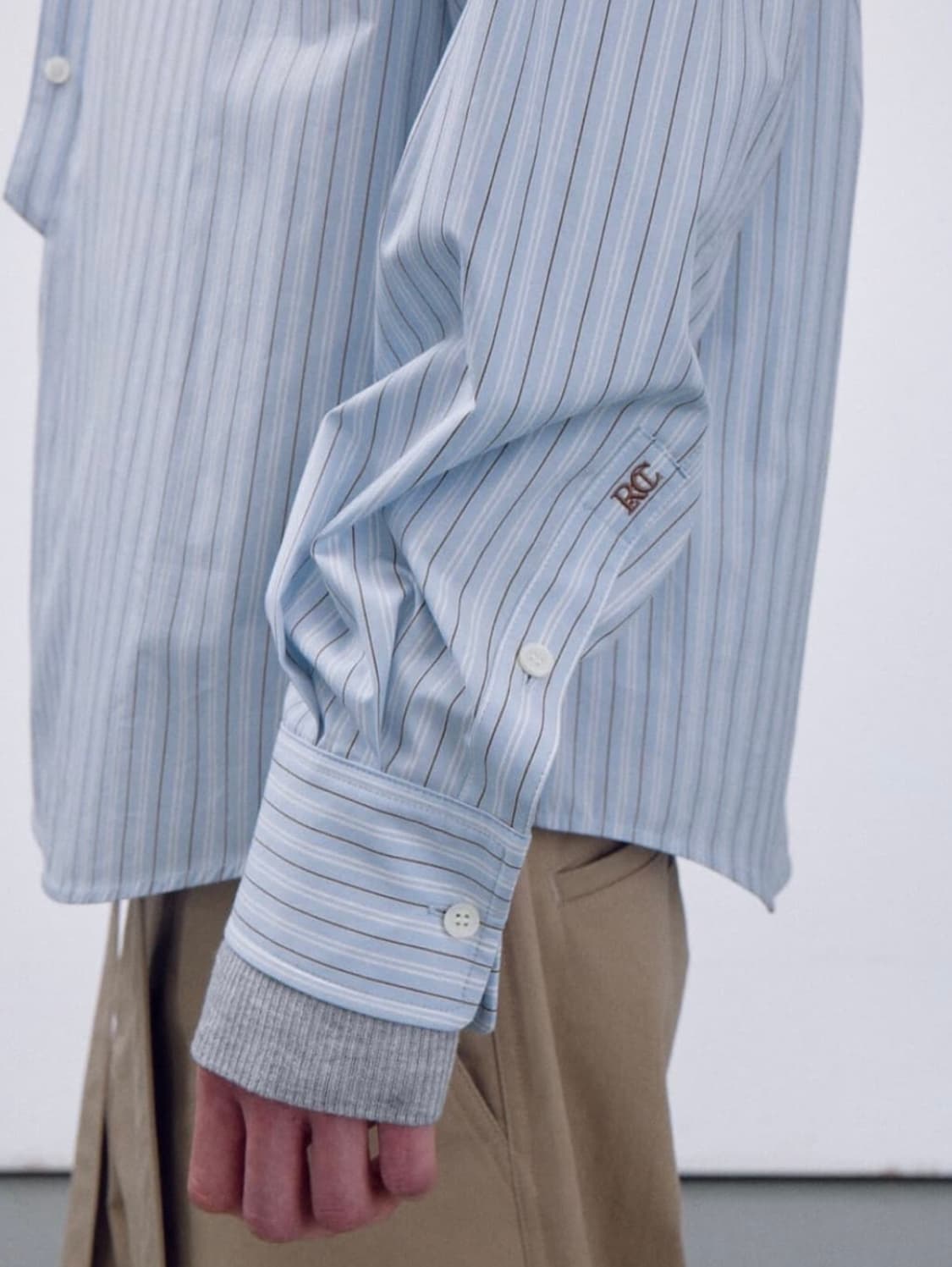렉토 스트라이프 코튼 셔츠 라이트블루 상품이미지5