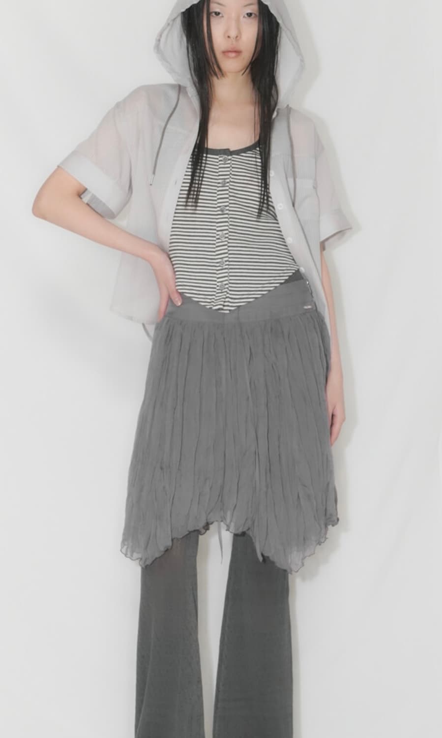 Eyelet boot-cut pants_charcoal  상품이미지8