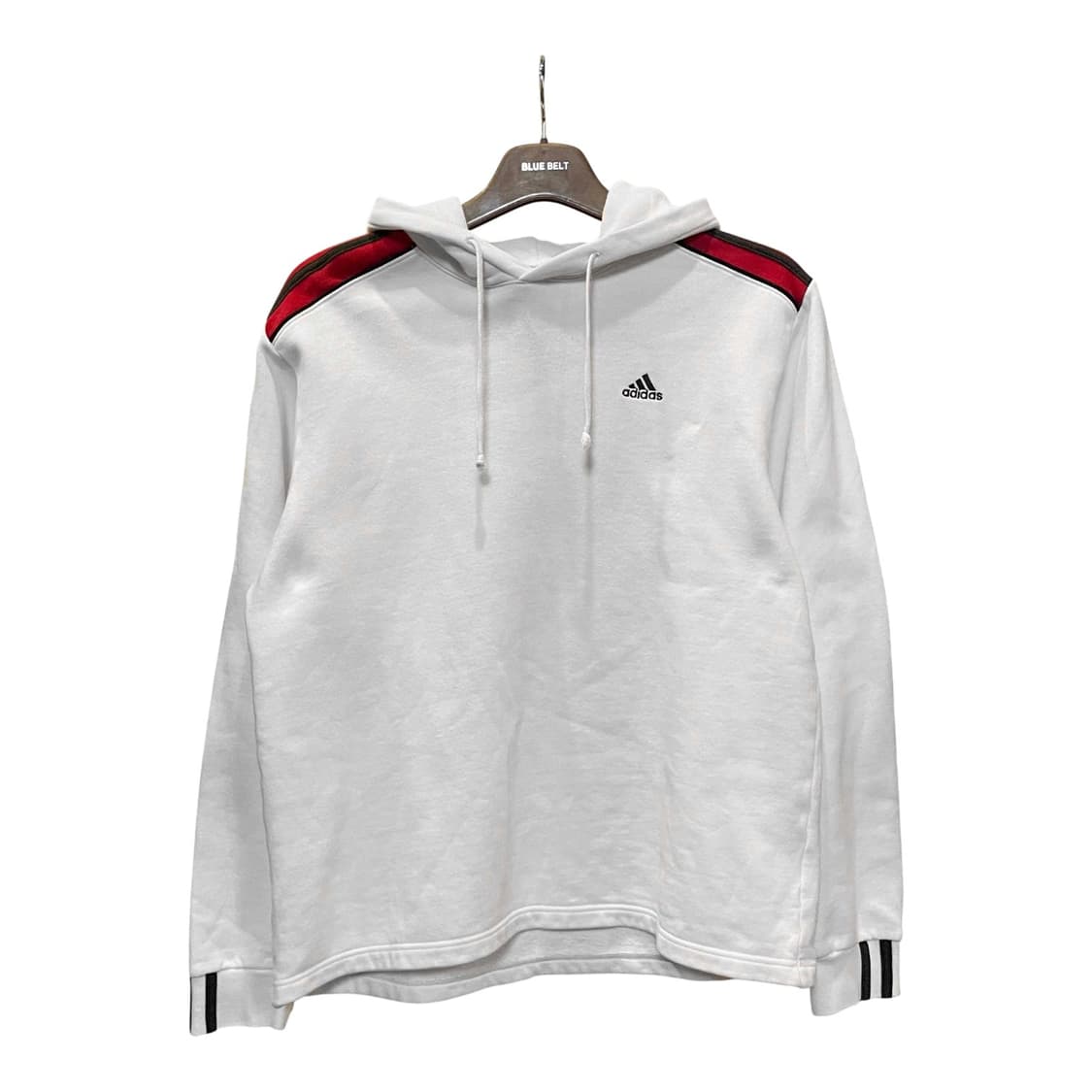 아디다스 후드티 앞면 로고 소매 삼선 디테일 화이트 상품이미지1