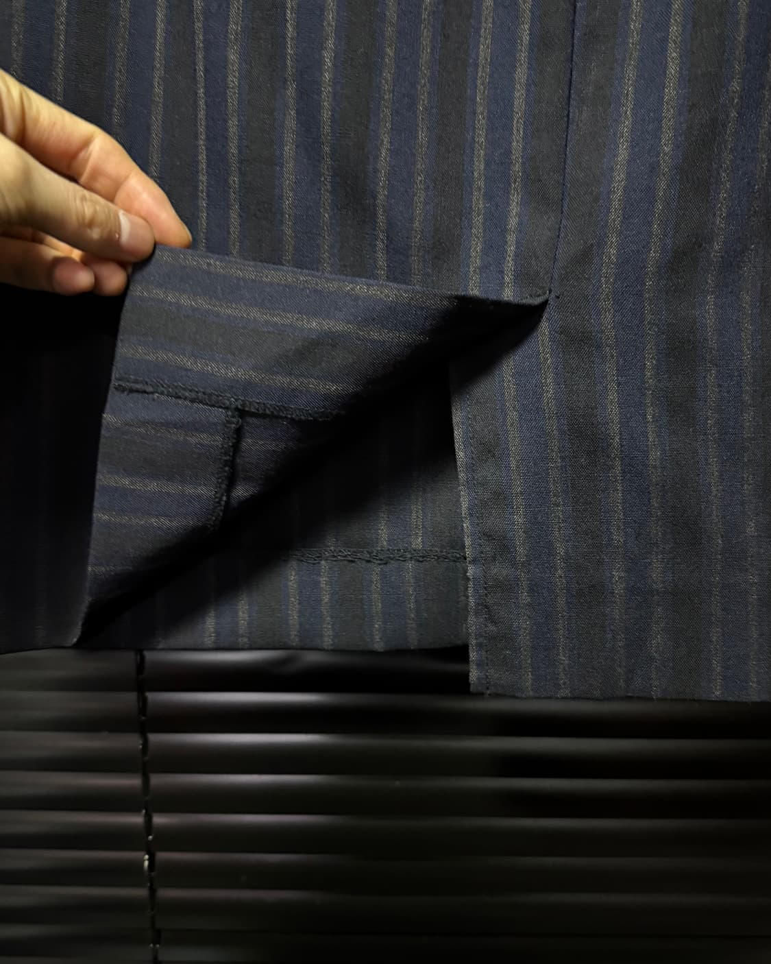 띠어리 울 모 스트라이프 남색 네이비 차콜 블랙 검정 오피스 치마 스커트 상품이미지6