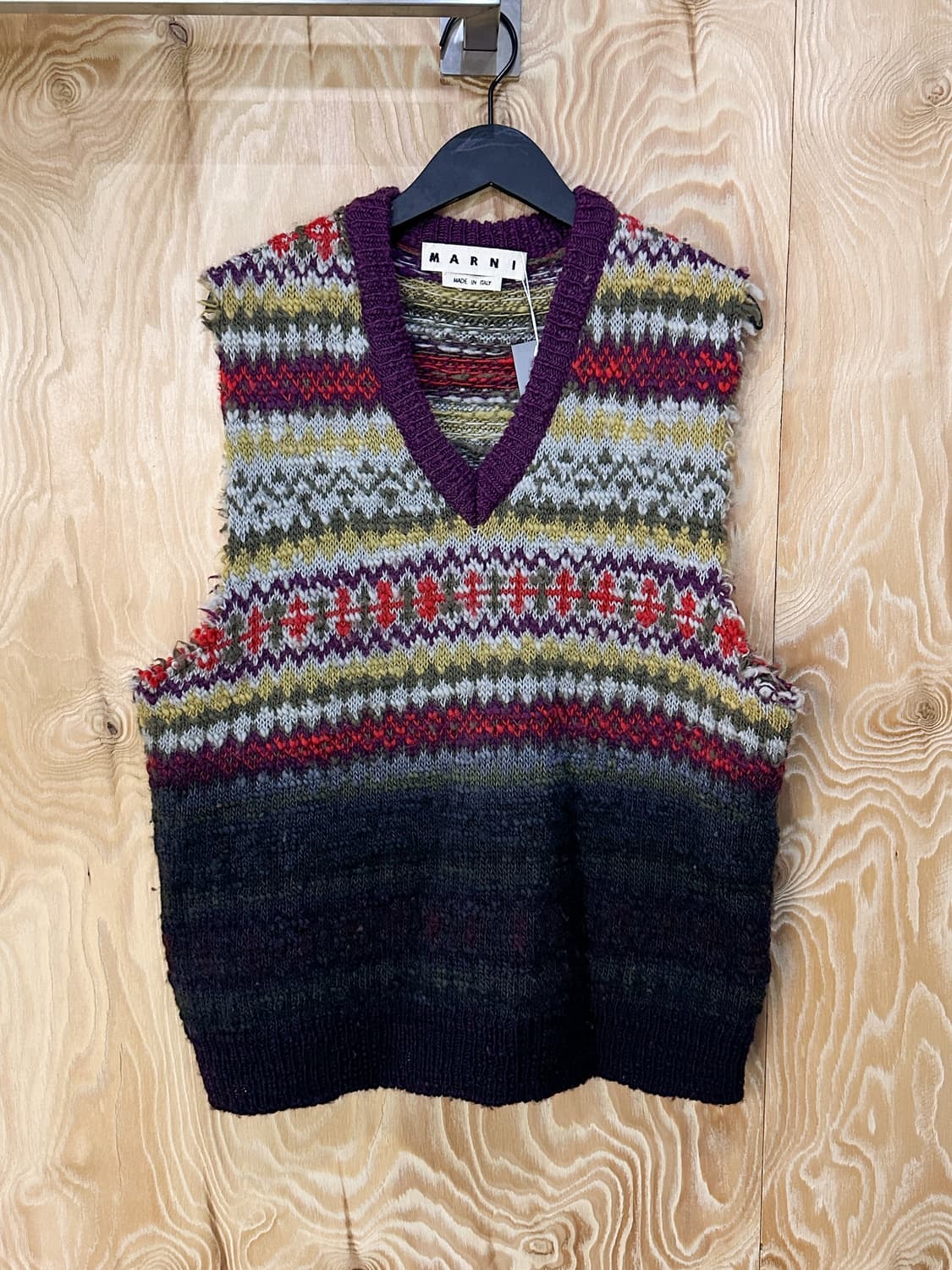 마르니 18AW 페어아일 컷오프 울 니트 베스트 상품이미지1