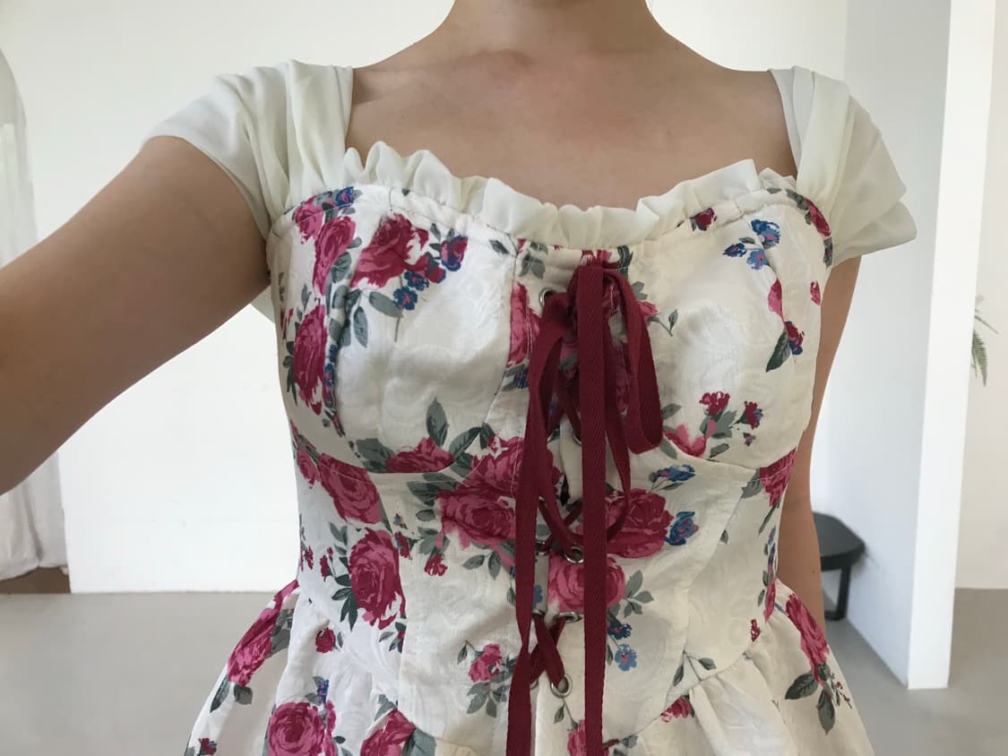 vintage rose pattern one-piece 상품이미지4