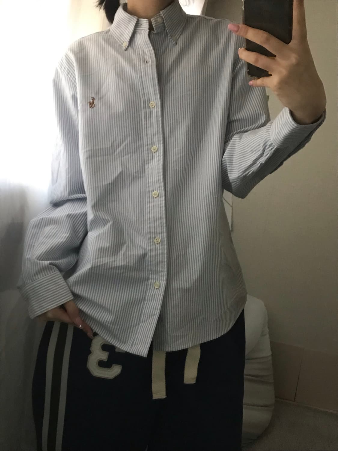 폴로 베이비블루 스트라이프 셔츠 상품이미지2