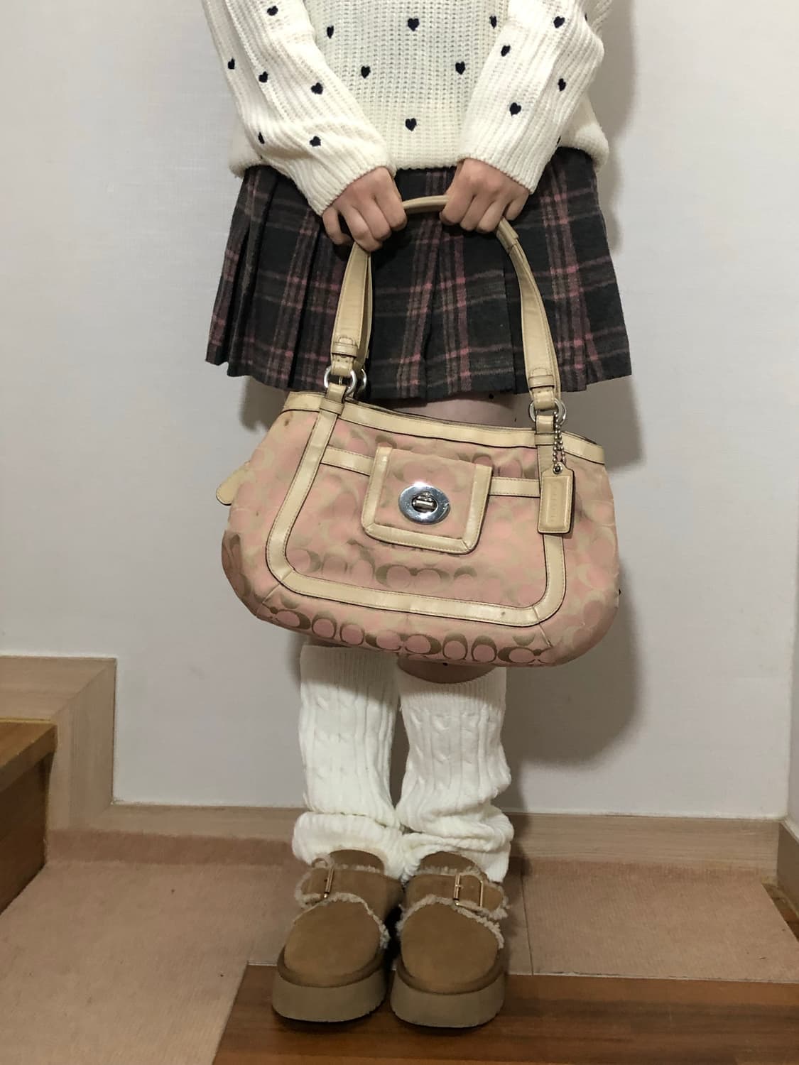 빈티지 코치 핑크 토트백 상품이미지1