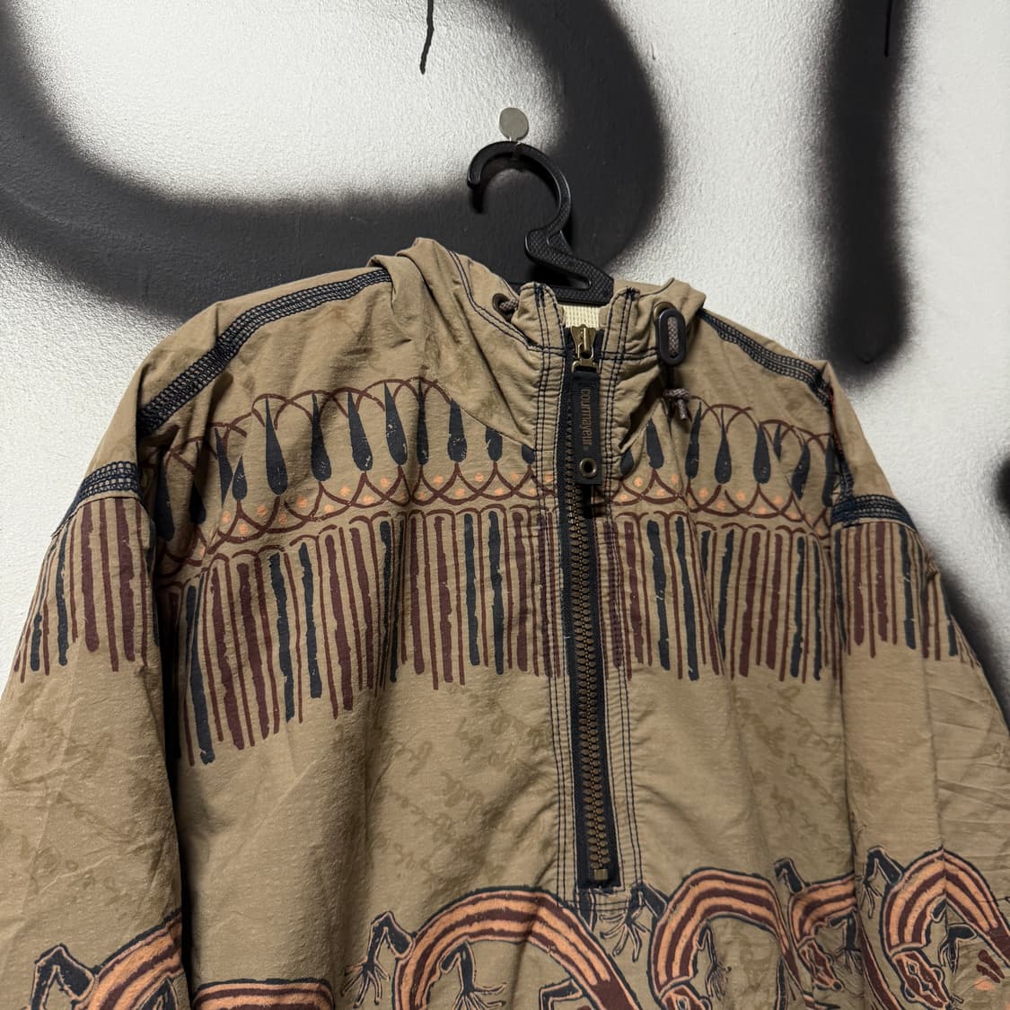 VTG 빈티지 빅 사이즈 에스닉 풀 패턴 하프 집업 아노락 자켓 상품이미지3