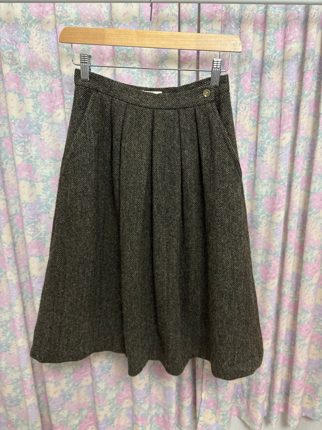 카키-브라운 보카시 울 스커트  상품이미지6