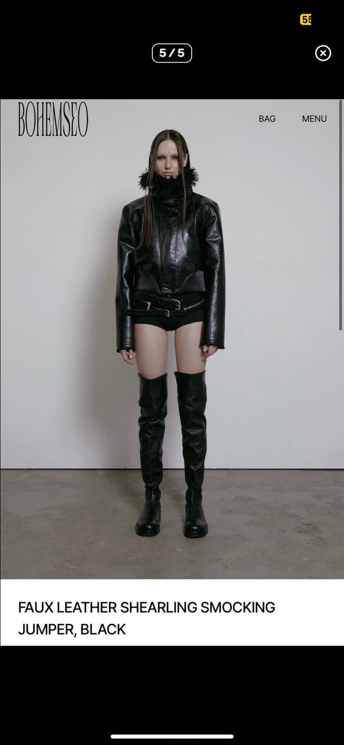 보헤미안서울 FAUX LEATHER SHEARLING SMOCKING J 상품이미지5
