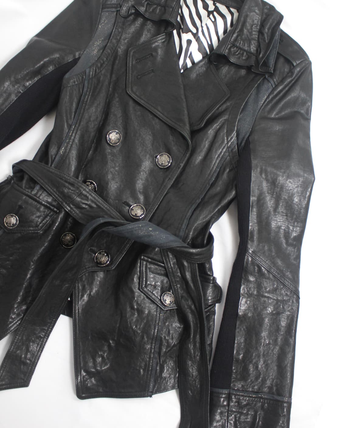 Antique frill trench leather jacket 상품이미지3