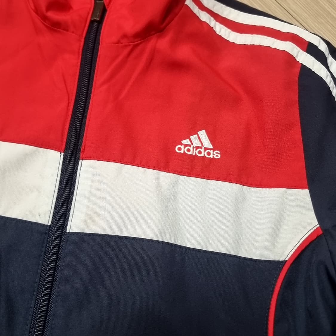 레트로 아디다스 삼선 바람막이 레드 네이비(85~95) 상품이미지4
