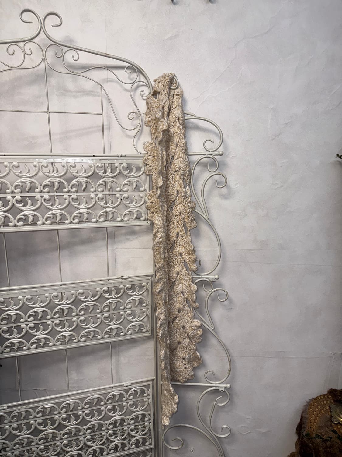 Ivory beige crochet flower knit muffler 상품이미지4