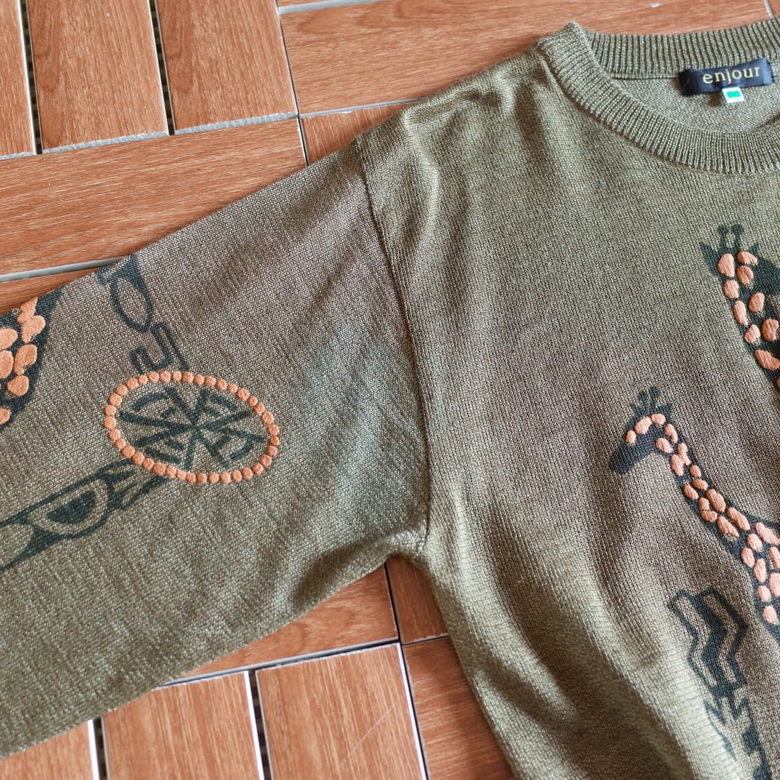 Enjour giraffe patern linen knit sweater 상품이미지3