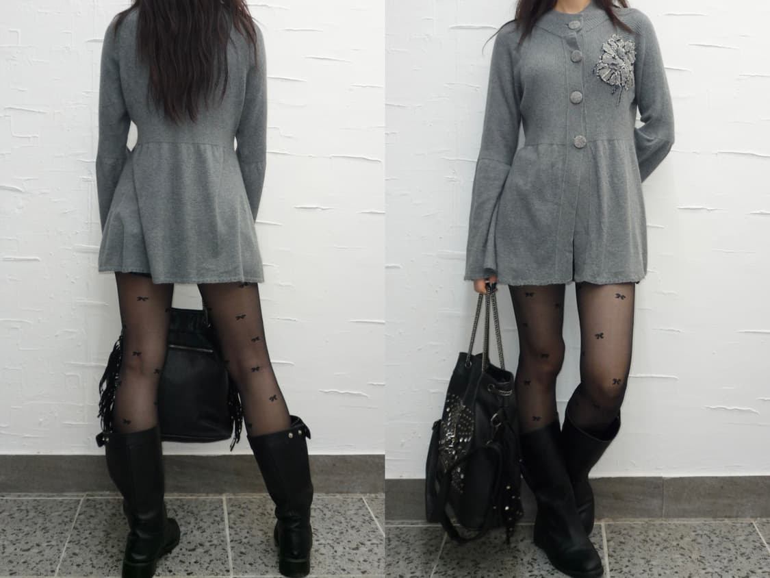 Flower point grey cardigan 상품이미지1