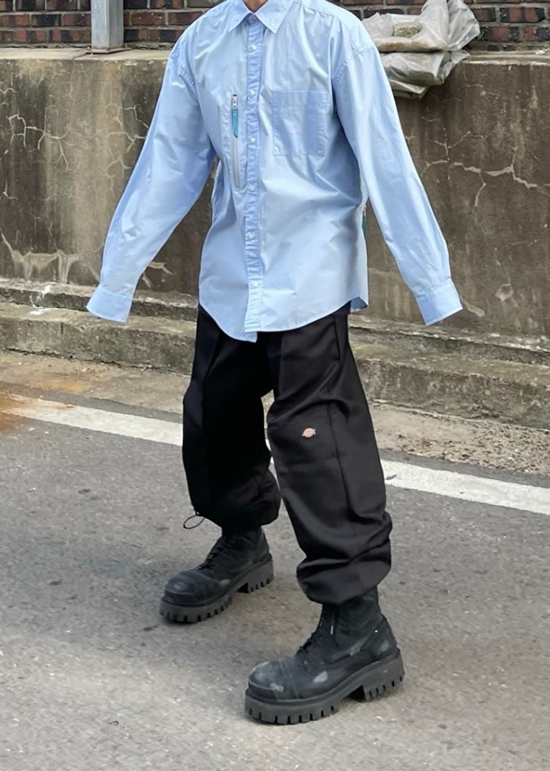 [2] haea 헤아 디키즈 리워크 더블니 워크 팬츠 블랙 상품이미지2