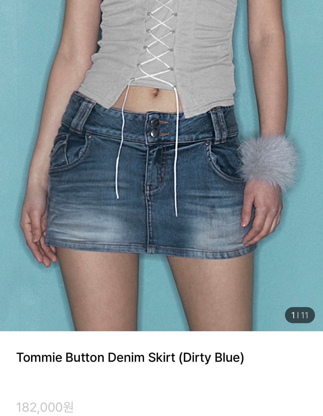 Tommie Button Denim skirt (Dirty Blue)  상품이미지1