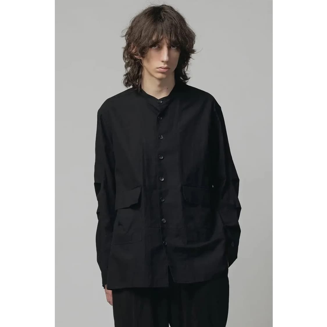 The viridi anne 코튼/린넨 밴드 칼라 셔츠 2사이즈 상품이미지1